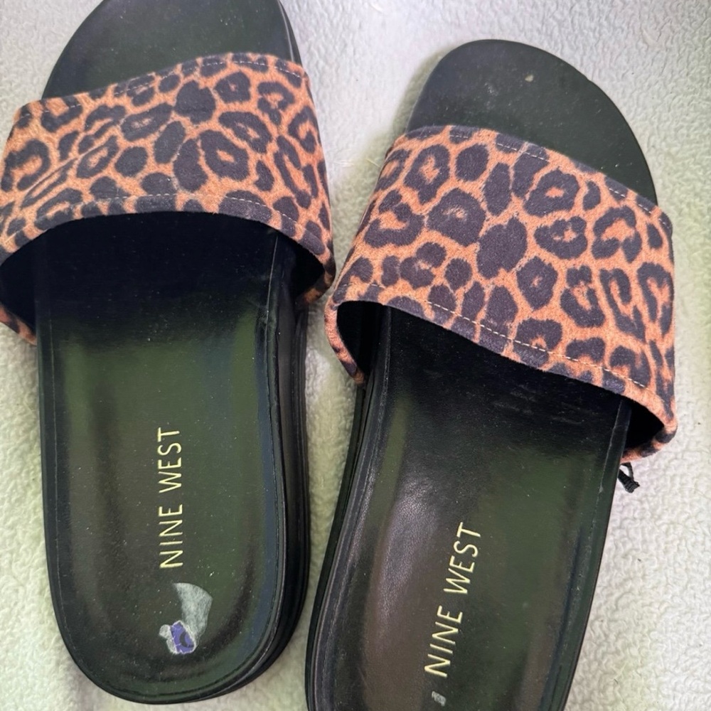 Nine West Black and Brown Leopard Sandals